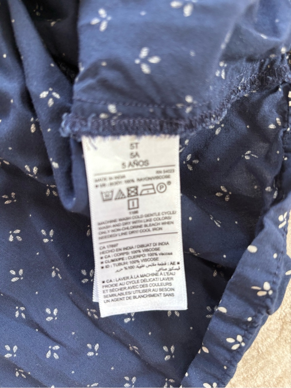 Girls Blue Dress w/White Pattern  By: Old Navy Size 5T - Picture 7 of 7